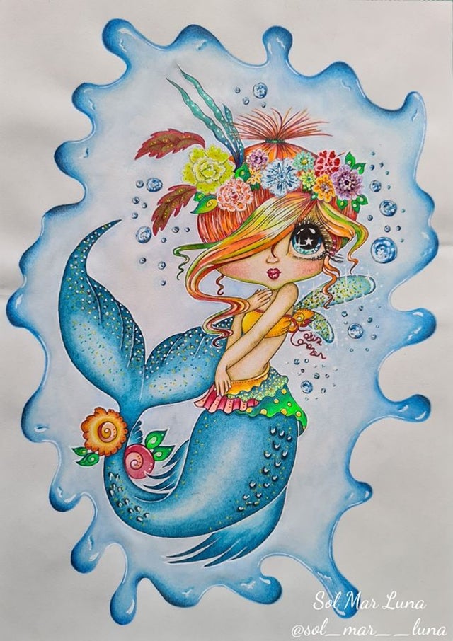 Magical Mermaid Instant Download Digi Stamp ~ " Mermaid Doll 3 by The