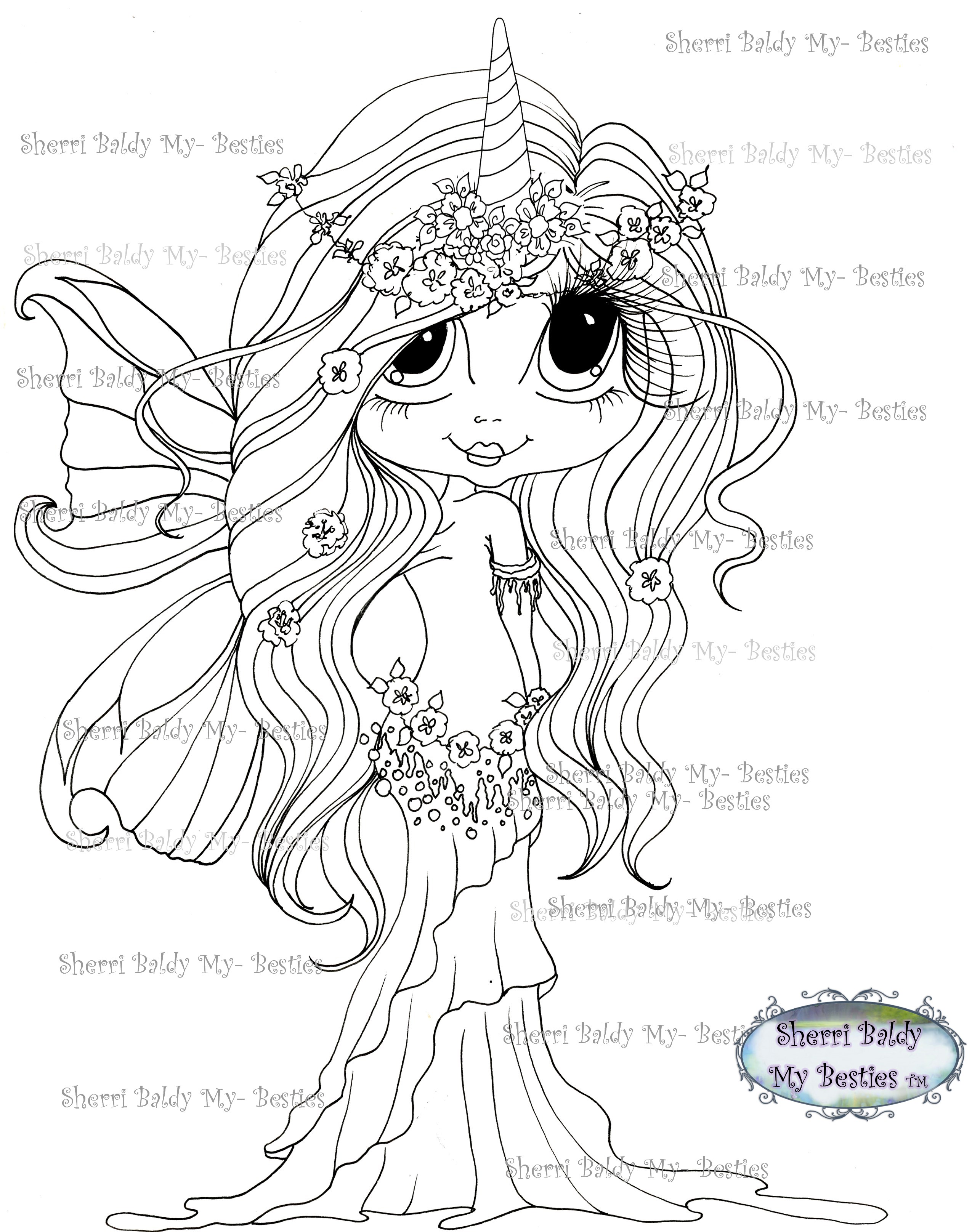 fairy and unicorn coloring pages
