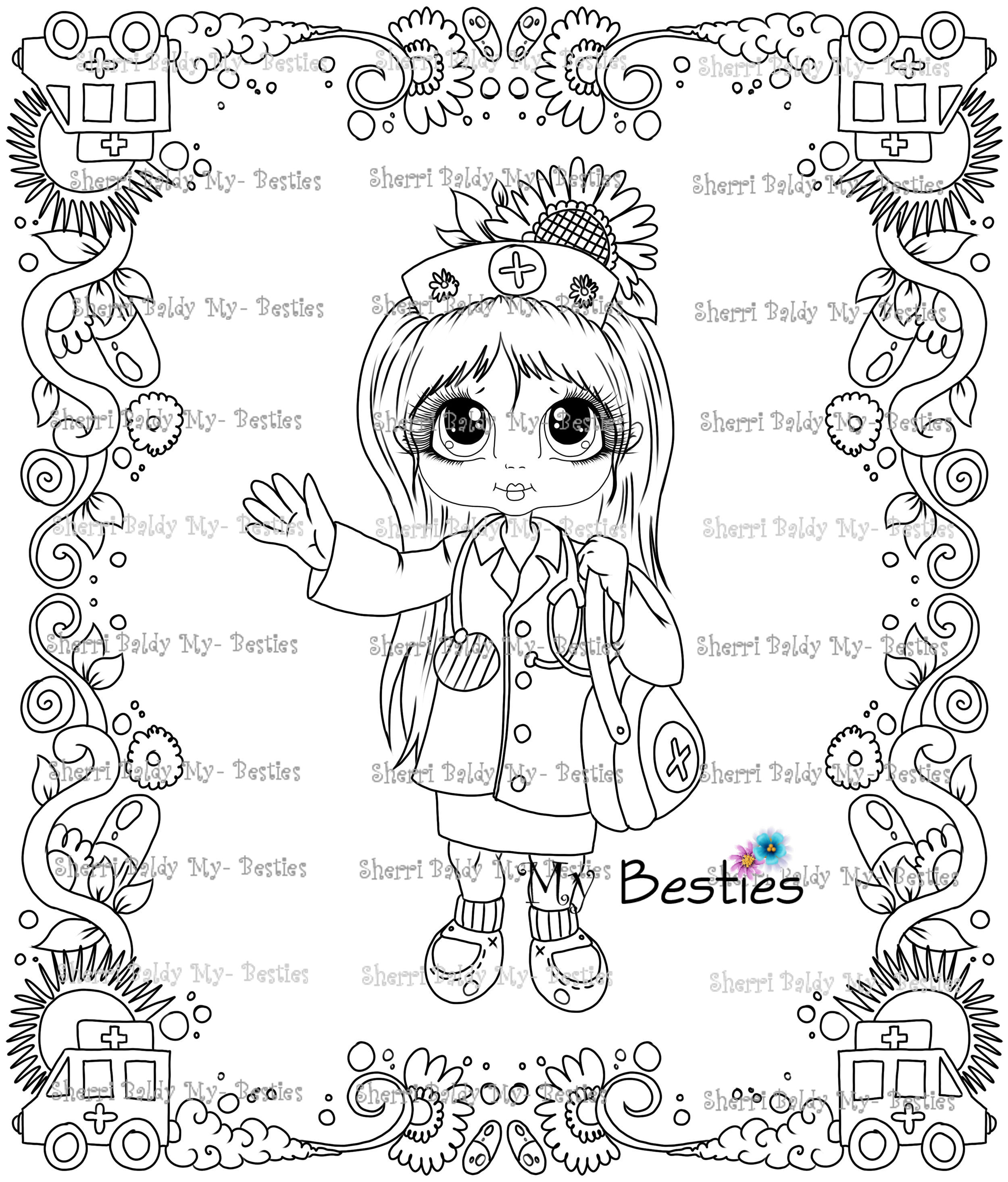 Download Instant Download My Besties Coloring Page Doll 12~Digi "Dr ~RX Nurse Get Well Besties" ~ My ...
